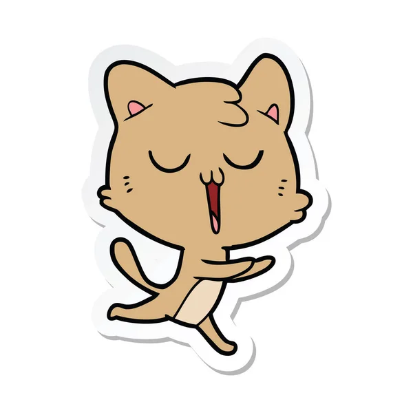 Samolepka kočka zpěv kresleného — Stockový vektor