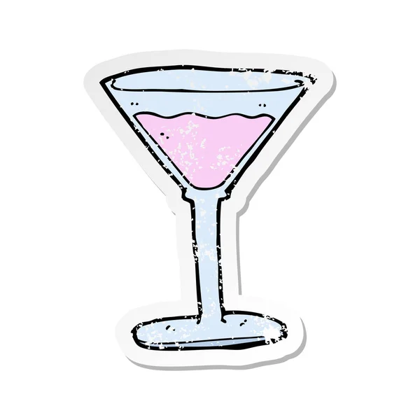 Retro verdrietig sticker van een cartoon cocktail — Stockvector