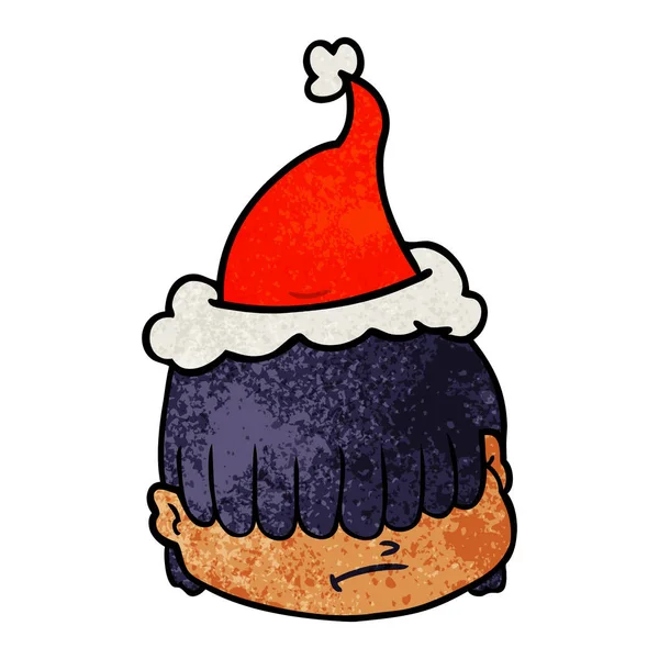 bir yüz saç üzerinde santa şapka takmak gözleri ile dokulu çizgi film