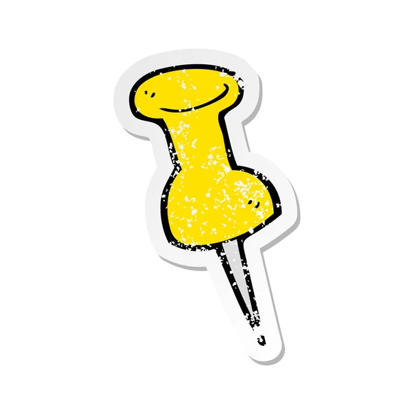 Retro Distressed Sticker Cartoon Drawing Pin — Stock Vector