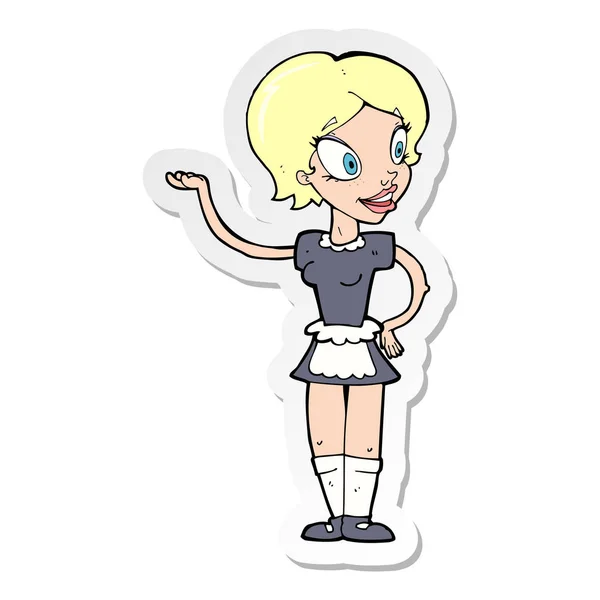 Aufkleber einer Cartoon-Frau im Dienstmädchenkostüm — Stockvektor