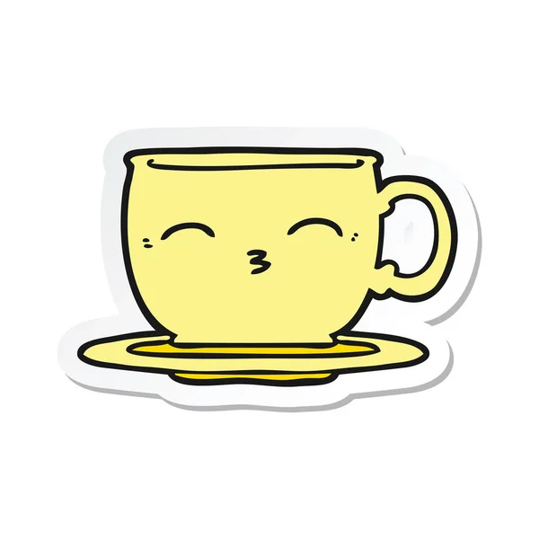 Pegatina de una taza de té de dibujos animados — Vector de stock