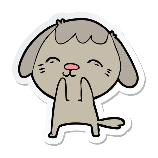 Sticker Happy Cartoon Dog — Stock Vector