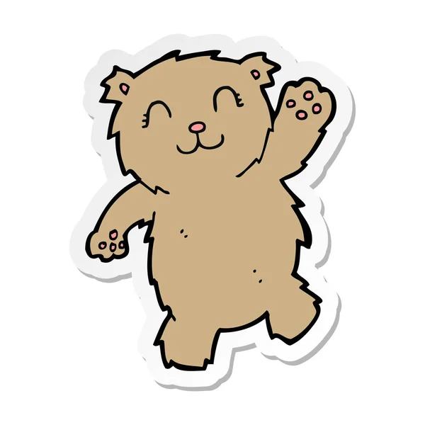 Pegatina de un oso de peluche ondeante de dibujos animados — Vector de stock