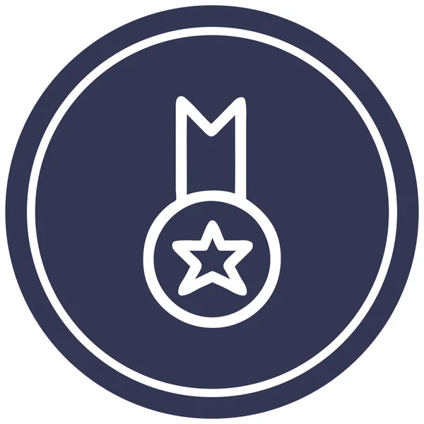 Medal Award Cirkulär Ikon Symbol — Stock vektor