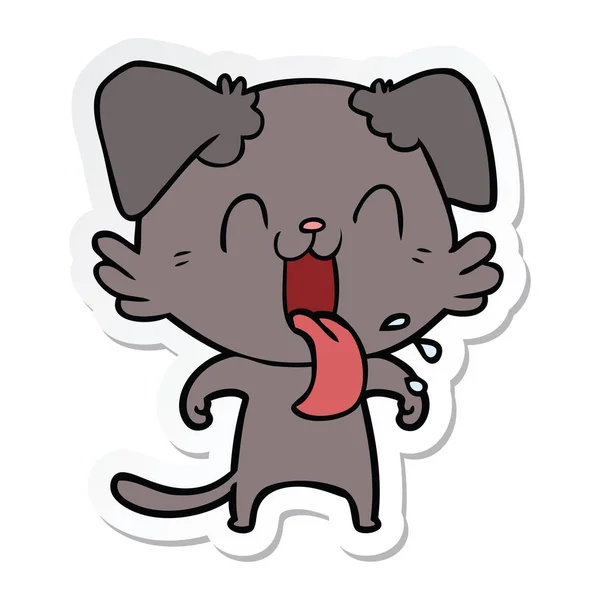Sticker of a cartoon panting dog — Stock Vector