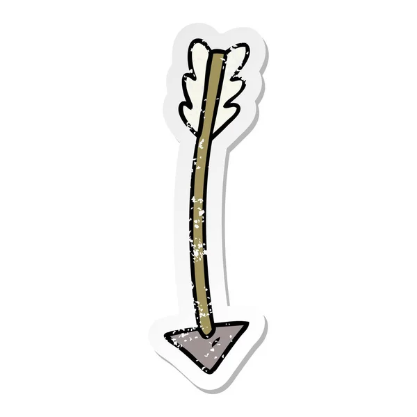 Autocollant affligé dessin animé gribouille d'une flèche — Image vectorielle