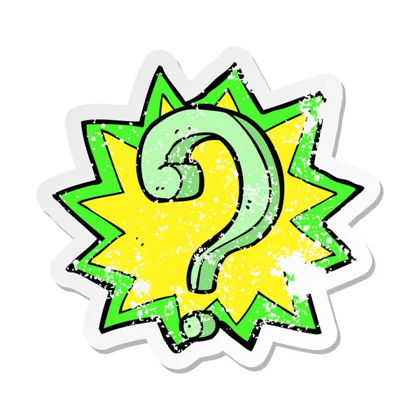 Retro Distressed Sticker Cartoon Question Mark — Stock Vector