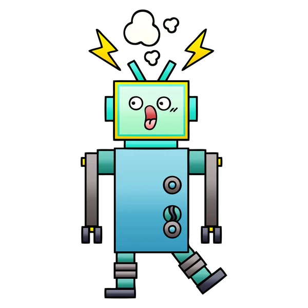 Gradient Schattierte Karikatur Eines Roboters — Stockvektor