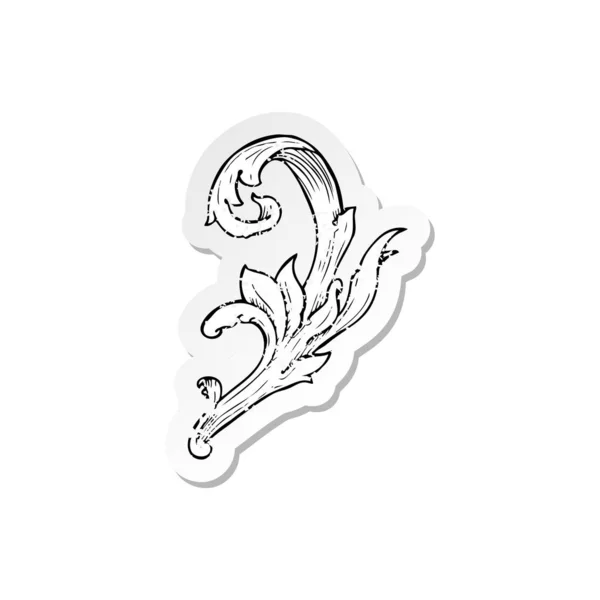 复古苦恼贴纸的传统手绘花卉漩涡 — 图库矢量图片