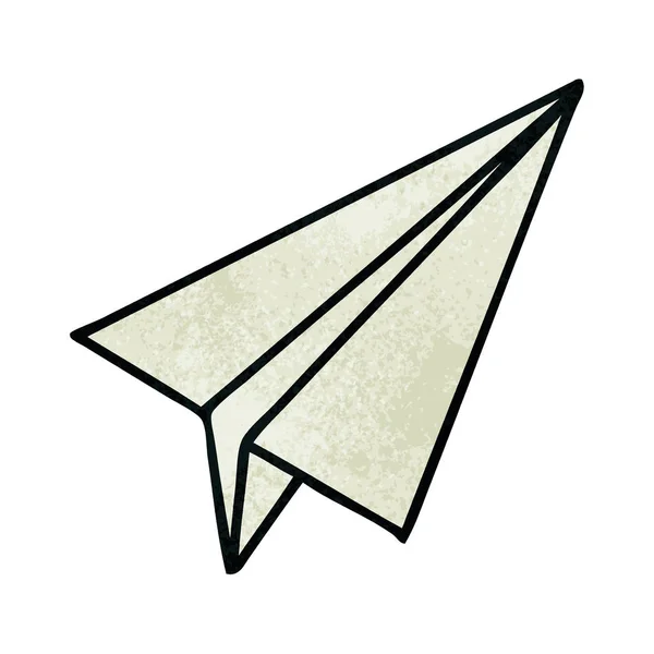 Retro Grunge Doku Karikatür Bir Kağıt Uçak — Stok Vektör