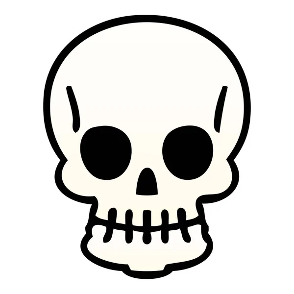 Quirky gradient shaded cartoon skull — Stock Vector