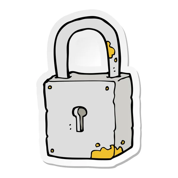 Sticker of a cartoon rusty lock — Stock Vector
