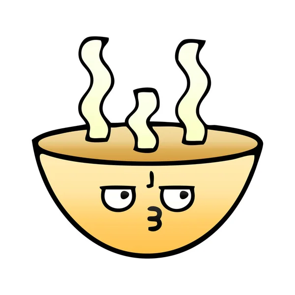 Gradient Shaded Cartoon-Schüssel mit heißer Suppe — Stockvektor