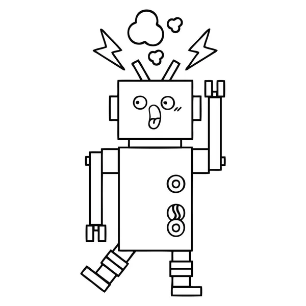 Línea dibujo dibujos animados robot — Archivo Imágenes Vectoriales