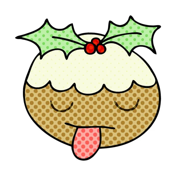 Skurrile Comic-Buch-Stil Cartoon Christmas Pudding — Stockvektor