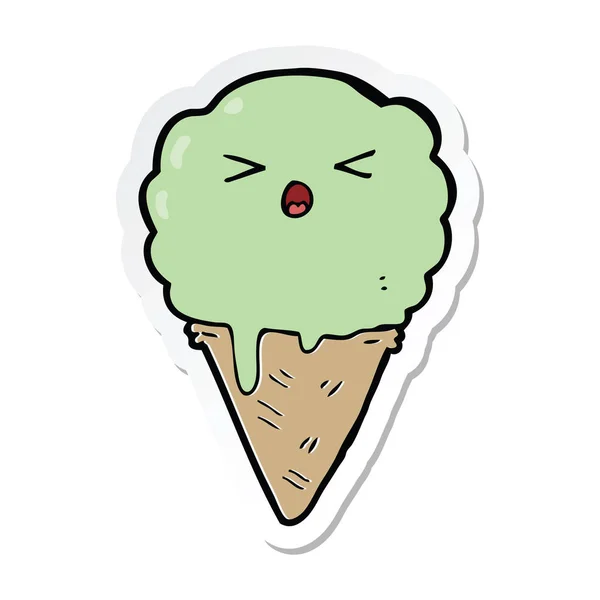 Pegatina de un helado de dibujos animados — Vector de stock