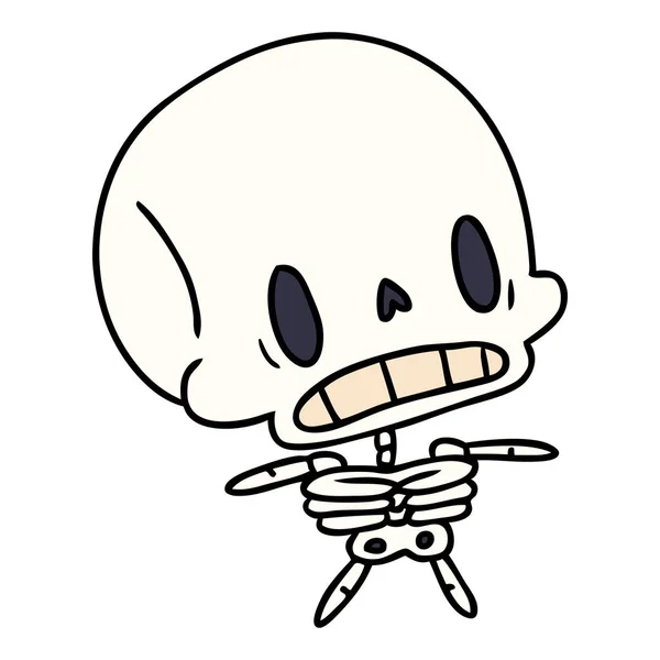 Dessin animé kawaii squelette mort mignon — Image vectorielle