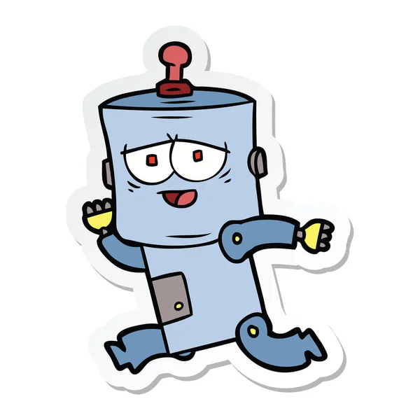 Sticker Cartoon Robot — Stock Vector