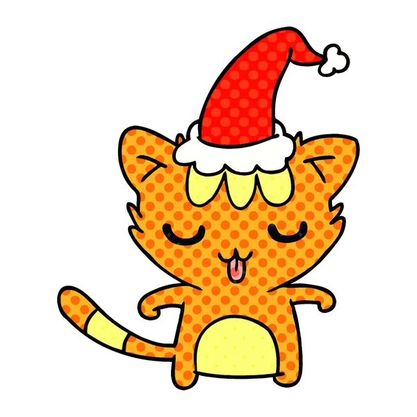 Desenhos animados de Natal de gato kawaii —  Vetores de Stock