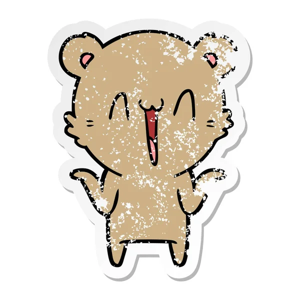 Calcomanía Angustiada Oso Feliz Dibujos Animados — Vector de stock