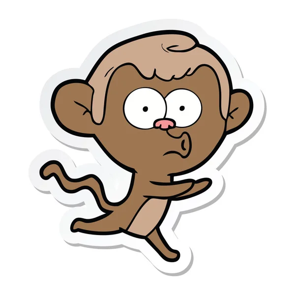 卡通鸣叫的猴子贴纸 — 图库矢量图片