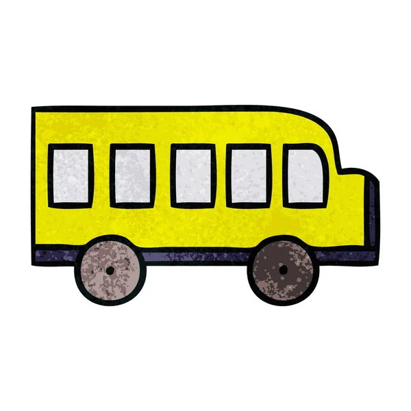 Ретро Гранжева Текстура Мультфільм Шкільного Автобуса — стоковий вектор