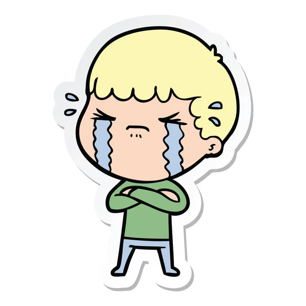 Sticker Cartoon Man Crying — Stock Vector