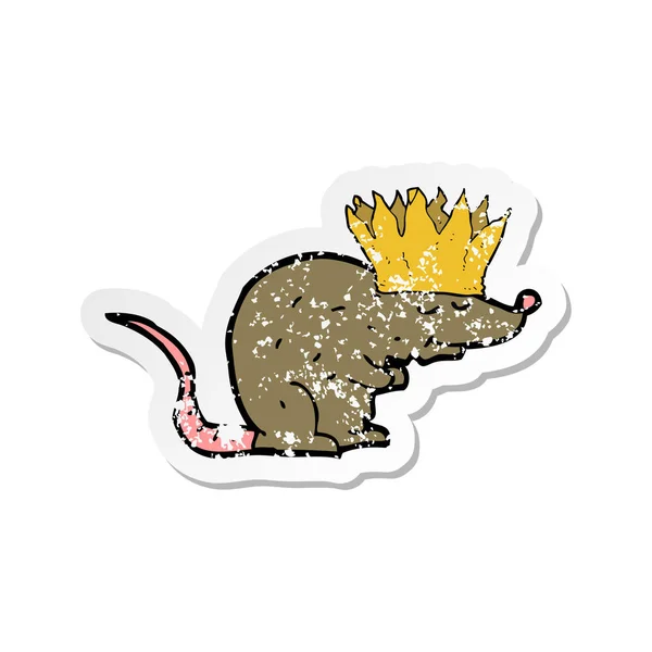 Autocollant en détresse rétro d'un dessin animé de rat roi — Image vectorielle