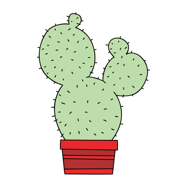 Cactus Cartone Animato Stravagante Disegnato Mano — Vettoriale Stock