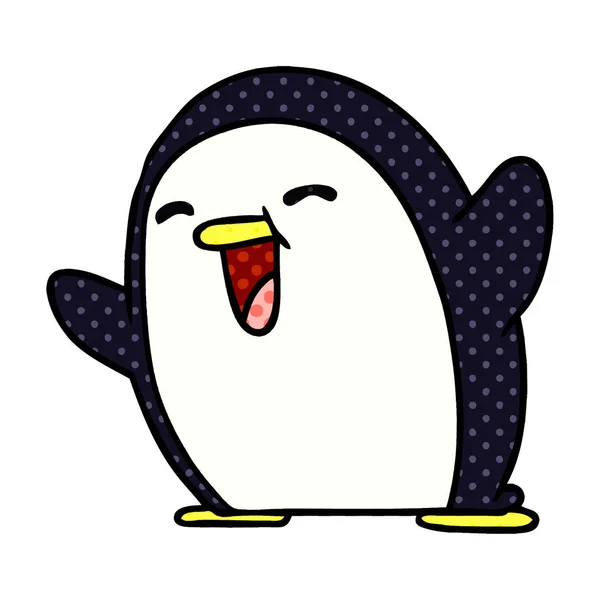 Kreslený kawaii roztomilý tučňák — Stockový vektor