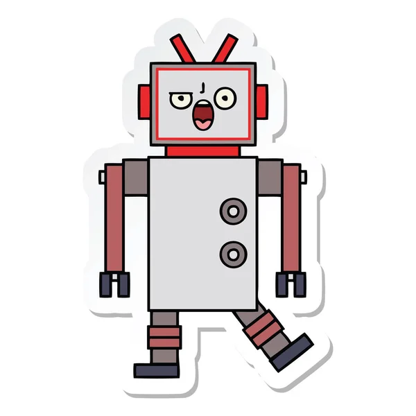 Pegatina Lindo Robot Dibujos Animados — Vector de stock