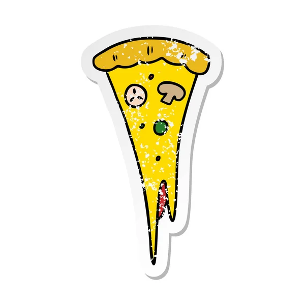 Zoufalý nálepka kreslený doodle na pizzu — Stockový vektor