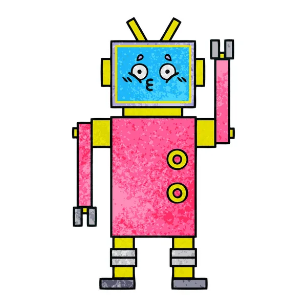 Retro grunge textúra rajzfilm robot — Stock Vector