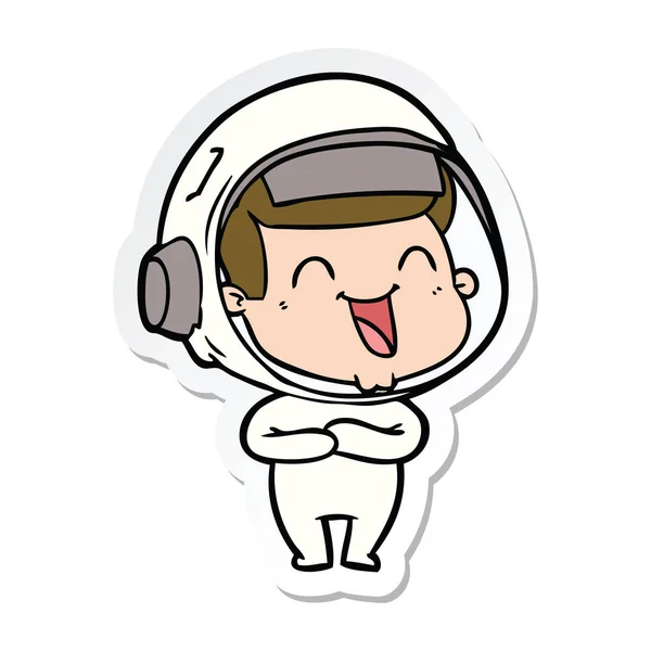 Pegatina Astronauta Dibujos Animados Feliz — Vector de stock