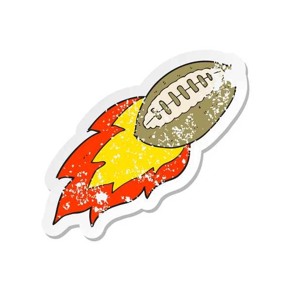 Retro distressed sticker of a cartoon flying football — Stock Vector