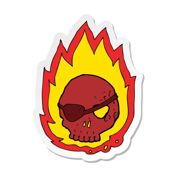 Sticker van een cartoon branden schedel — Stockvector
