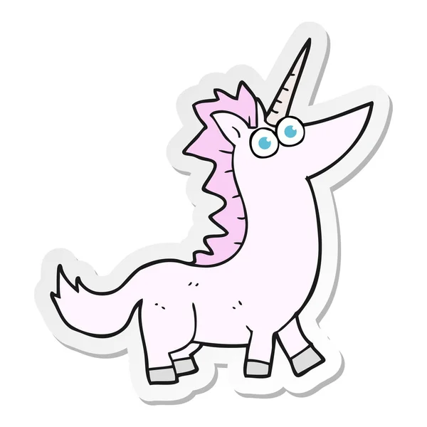 Stiker dari sebuah unicorn kartun - Stok Vektor