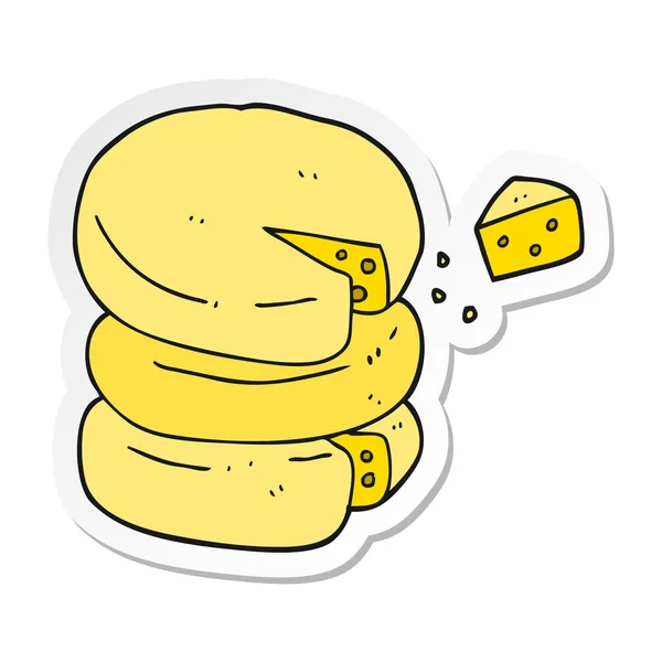 Pegatina de una rueda de queso de dibujos animados — Vector de stock