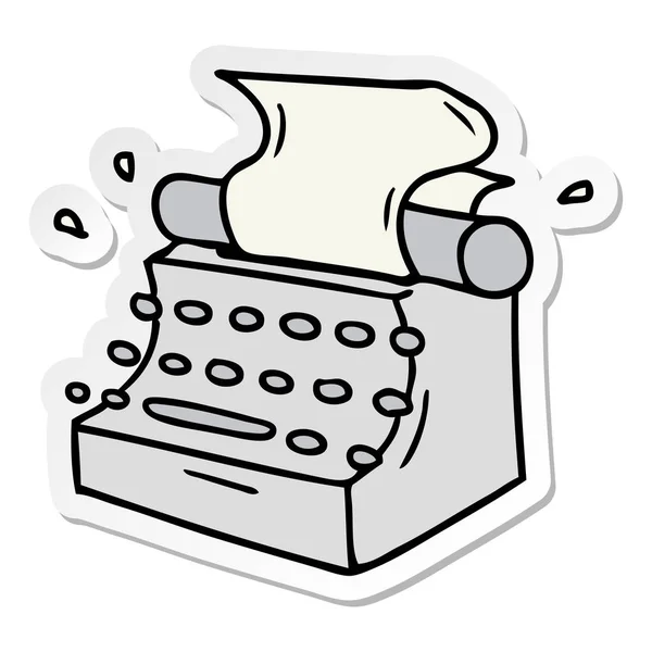 Sticker cartoon doodle of old school typewriter — Stock Vector