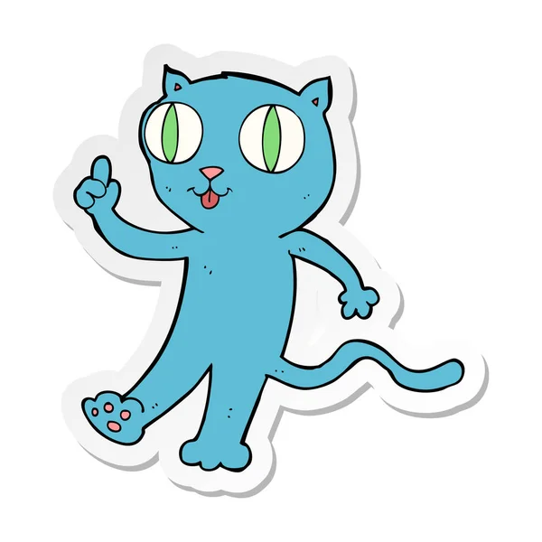 Sticker van een cartoon kat met idee — Stockvector