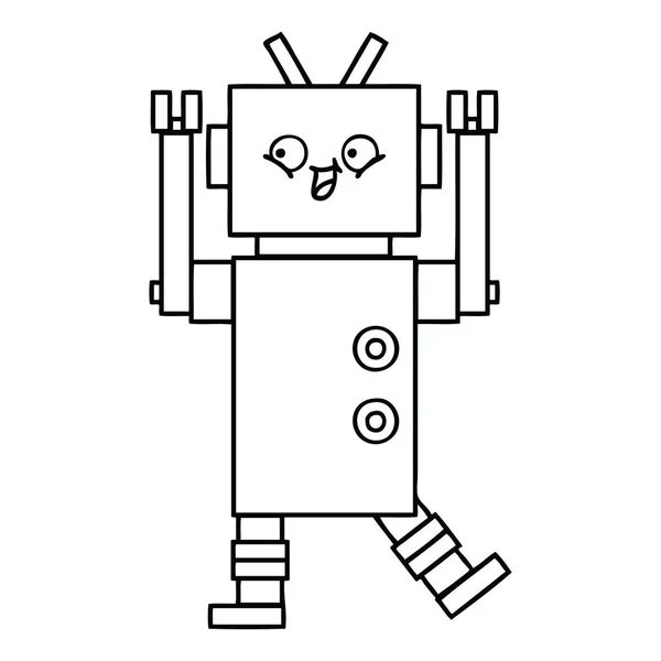 Linienzeichnung Cartoon Roboter — Stockvektor