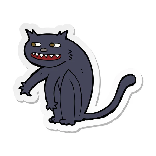 Sticker of a cartoon black cat — Stock Vector