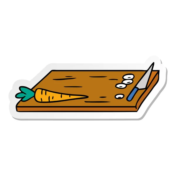 Sticker cartoon doodle of vegetable chopping board — Stock Vector