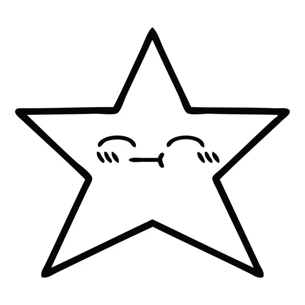 Line drawing cartoon gold star — Stock Vector