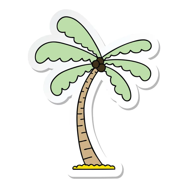一个古怪的手绘卡通棕榈树的贴纸 — 图库矢量图片