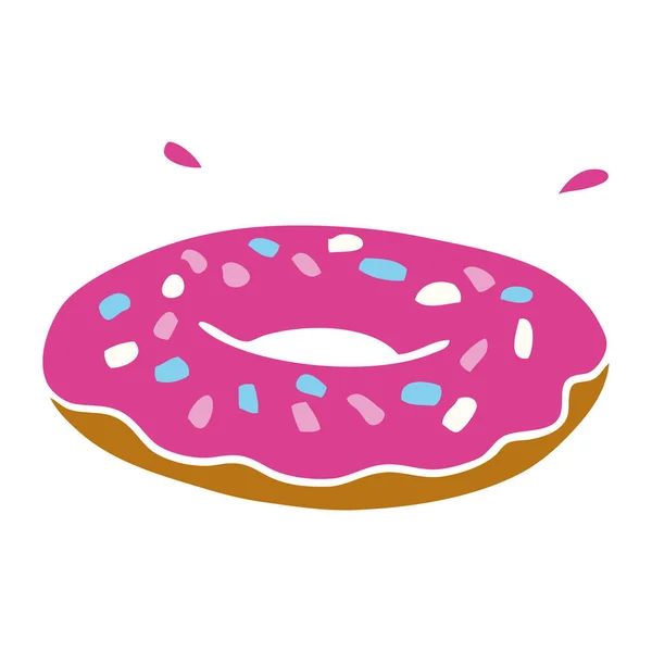 Hand Getekende Cartoon Doodle Van Een Iced Ring Donut — Stockvector