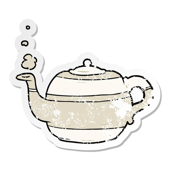 Мучительная наклейка на чайник из мультфильма — стоковый вектор