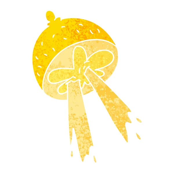 Retro Illustration Style Quirky Cartoon Lemon — Stock Vector