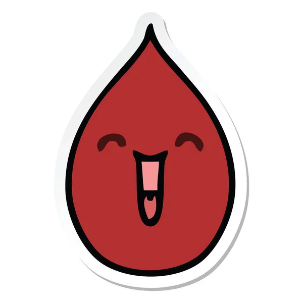 Klistermärke Udda Hand Dras Tecknad Känslomässiga Blod Droppe — Stock vektor